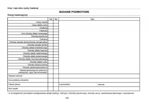 Karta badania profilaktycznego A5 - 100 sztuk Karta badania profilaktycznego A5 - 100 sztuk
