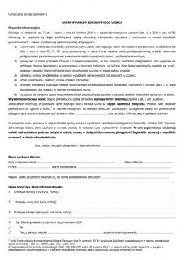 Karta wywiadu zdrowotnego ucznia - druk A4