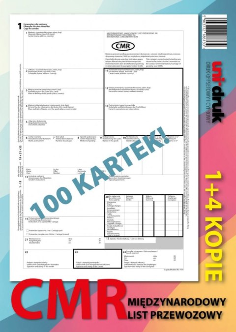 Międzynarodowy List przewozowy CMR 1+4 100k / 10 egz. Międzynarodowy List przewozowy CMR 1+4 100k / 10 egz.
