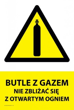 Naklejka 20x30 cm BUTLE Z GAZEM NIE ZBLIŻAĆ SIĘ Z OTWARTYM OGNIEM