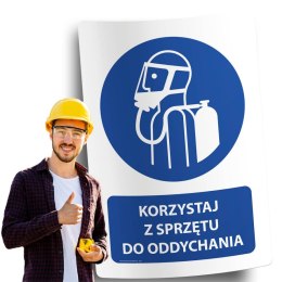 Naklejka 20x30 cm KORZYSTAJ ZE SPRZĘTU DO ODDYCHANIA