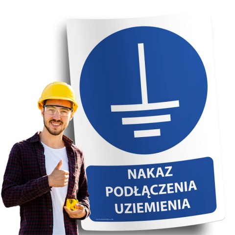 Naklejka 20x30 cm NAKAZ PODŁĄCZENIA UZIEMIENIA Naklejka 20x30 cm NAKAZ PODŁĄCZENIA UZIEMIENIA
