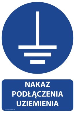 Naklejka 20x30 cm NAKAZ PODŁĄCZENIA UZIEMIENIA
