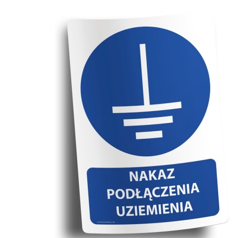 Naklejka 20x30 cm NAKAZ PODŁĄCZENIA UZIEMIENIA Naklejka 20x30 cm NAKAZ PODŁĄCZENIA UZIEMIENIA