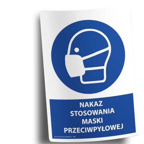 Naklejka 20x30 cm NAKAZ STOSOWANIA MASKI PRZECIWPYŁOWEJ Naklejka 20x30 cm NAKAZ STOSOWANIA MASKI PRZECIWPYŁOWEJ