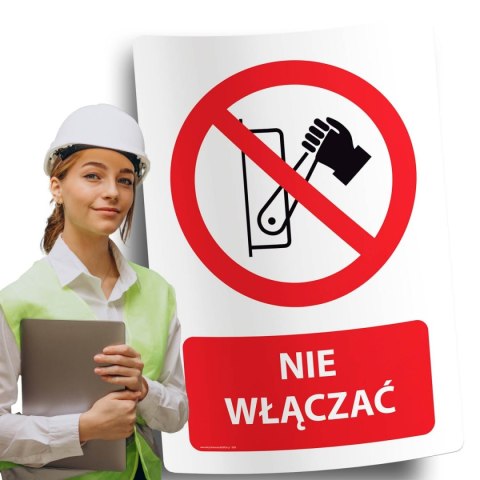 Naklejka 20x30 cm NIE WŁĄCZAĆ Naklejka 20x30 cm NIE WŁĄCZAĆ