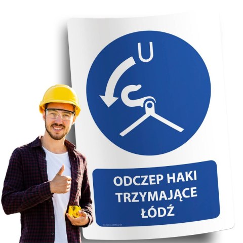 Naklejka 20x30 cm ODCZEP HAKI TRZYMAJĄCE ŁÓDŹ Naklejka 20x30 cm ODCZEP HAKI TRZYMAJĄCE ŁÓDŹ
