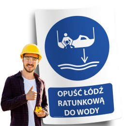 Naklejka 20x30 cm OPUŚĆ ŁÓDŹ RATUNKOWĄ DO WODY