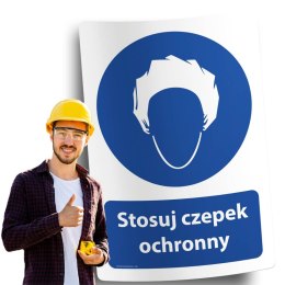 Naklejka 20x30 cm STOSUJ CZEPEK OCHRONNY