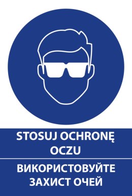 Naklejka 20x30 cm STOSUJ OCHRONĘ OCZU