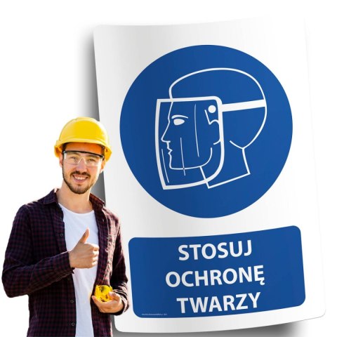 Naklejka 20x30 cm STOSUJ OCHRONĘ TWARZY Naklejka 20x30 cm STOSUJ OCHRONĘ TWARZY