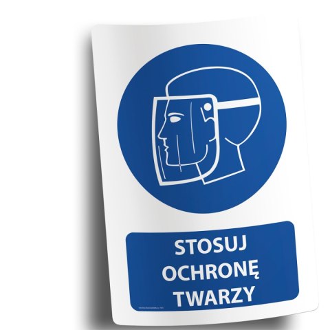 Naklejka 20x30 cm STOSUJ OCHRONĘ TWARZY Naklejka 20x30 cm STOSUJ OCHRONĘ TWARZY