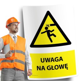 Naklejka 20x30 cm UWAGA NA GŁOWĘ