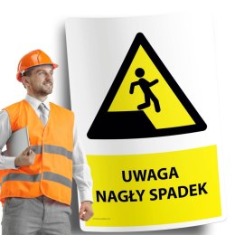 Naklejka 20x30 cm UWAGA NAGŁY SPADEK