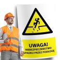 Naklejka 20x30 cm UWAGA NIEBEZPIECZEŃSTWO UPADKU PRZEZ PODŁOGĘ