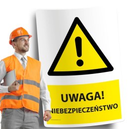 Naklejka 20x30 cm UWAGA NIEBEZPIECZEŃSTWO