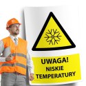 Naklejka 20x30 cm UWAGA NISKIE TEMPERATURY