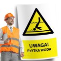 Naklejka 20x30 cm UWAGA PŁYTKA WODA