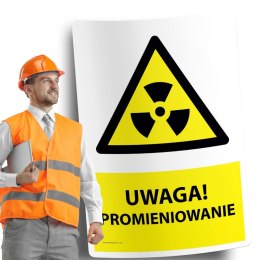 Naklejka 20x30 cm UWAGA PROMIENIOWANIE