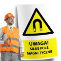 Naklejka 20x30 cm UWAGA SILNE POLE MAGNETYCZNE