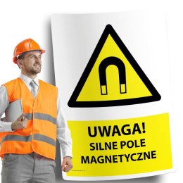 Naklejka 20x30 cm UWAGA SILNE POLE MAGNETYCZNE