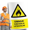 Naklejka 20x30 cm UWAGA SUBSTANCJE ŁATWOPALNE