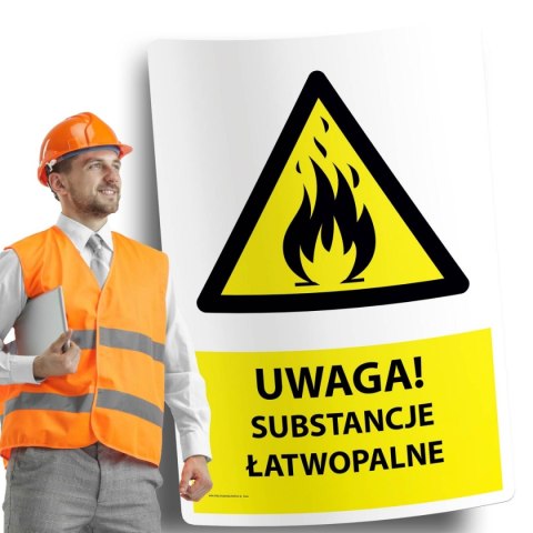 Naklejka 20x30 cm UWAGA SUBSTANCJE ŁATWOPALNE Naklejka 20x30 cm UWAGA SUBSTANCJE ŁATWOPALNE