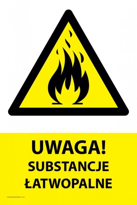 Naklejka 20x30 cm UWAGA SUBSTANCJE ŁATWOPALNE Naklejka 20x30 cm UWAGA SUBSTANCJE ŁATWOPALNE
