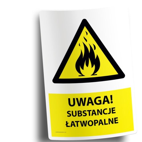 Naklejka 20x30 cm UWAGA SUBSTANCJE ŁATWOPALNE Naklejka 20x30 cm UWAGA SUBSTANCJE ŁATWOPALNE