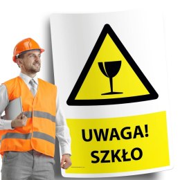 Naklejka 20x30 cm UWAGA SZKŁO