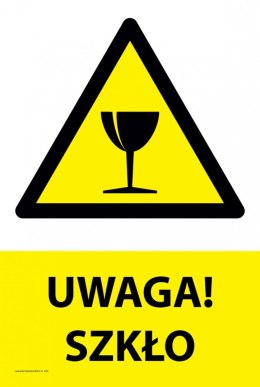 Naklejka 20x30 cm UWAGA SZKŁO