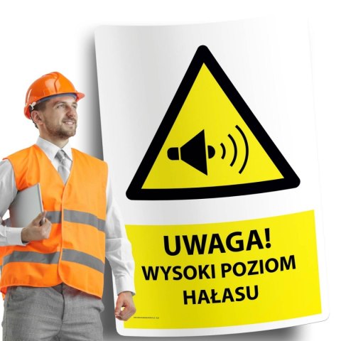 Naklejka 20x30 cm UWAGA WYSOKI POZIOM HAŁASU Naklejka 20x30 cm UWAGA WYSOKI POZIOM HAŁASU