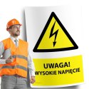 Naklejka 20x30 cm UWAGA WYSOKIE NAPIĘCIE