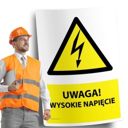 Naklejka 20x30 cm UWAGA WYSOKIE NAPIĘCIE