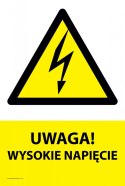 Naklejka 20x30 cm UWAGA WYSOKIE NAPIĘCIE