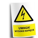 Naklejka 20x30 cm UWAGA WYSOKIE NAPIĘCIE