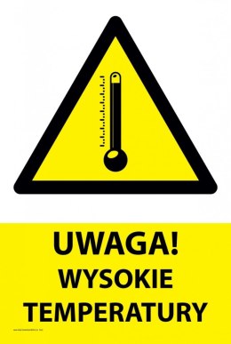 Naklejka 20x30 cm UWAGA WYSOKIE TEMPERATURY