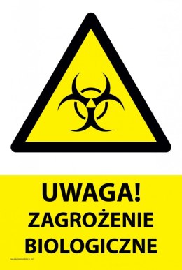 Naklejka 20x30 cm UWAGA ZAGROŻENIE BIOLOGICZNE