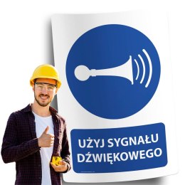 Naklejka 20x30 cm UŻYJ SYGNAŁU DŹWIĘKOWEGO