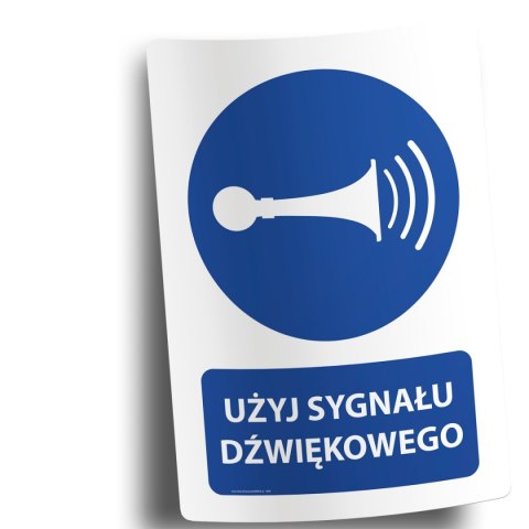 Naklejka 20x30 cm UŻYJ SYGNAŁU DŹWIĘKOWEGO Naklejka 20x30 cm UŻYJ SYGNAŁU DŹWIĘKOWEGO