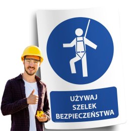 Naklejka 20x30 cm UŻYWAJ SZELEK BEZPIECZEŃSTWA