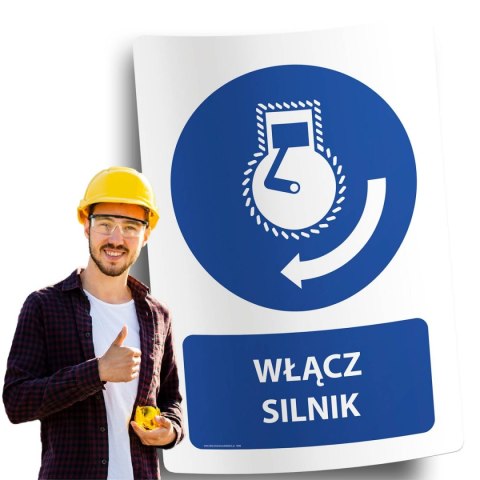 Naklejka 20x30 cm WŁĄCZ SILNIK Naklejka 20x30 cm WŁĄCZ SILNIK