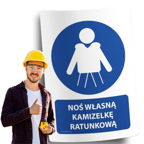 Naklejka 20x30cm NOŚ WŁASNĄ KAMIZELKĘ RATUNKOWĄ Naklejka 20x30cm NOŚ WŁASNĄ KAMIZELKĘ RATUNKOWĄ
