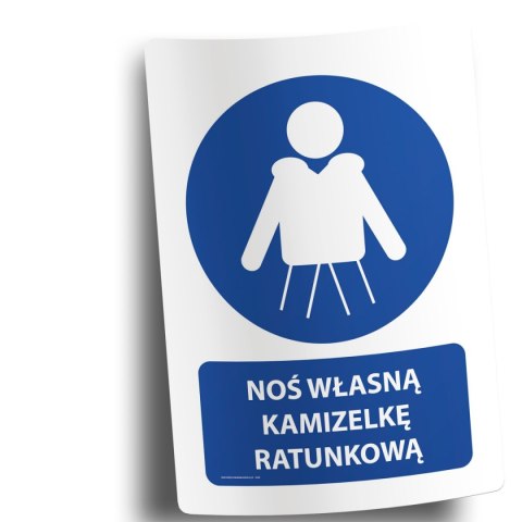 Naklejka 20x30cm NOŚ WŁASNĄ KAMIZELKĘ RATUNKOWĄ Naklejka 20x30cm NOŚ WŁASNĄ KAMIZELKĘ RATUNKOWĄ