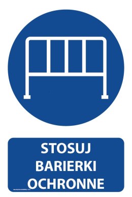 Naklejka 20x30cm STOSUJ BARIERKI OCHRONNE