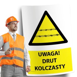 Naklejka 20x30cm UWAGA DRUT KOLCZASTY
