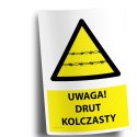 Naklejka 20x30cm UWAGA DRUT KOLCZASTY