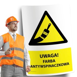 Naklejka 20x30cm UWAGA FARBA ANTYWSPINACZKOWA