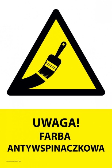 Naklejka 20x30cm UWAGA FARBA ANTYWSPINACZKOWA Naklejka 20x30cm UWAGA FARBA ANTYWSPINACZKOWA