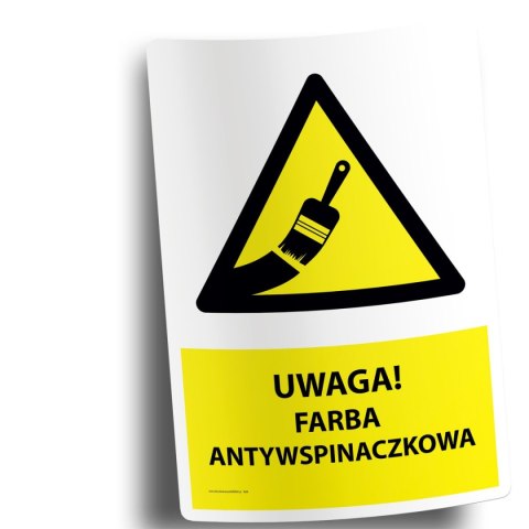 Naklejka 20x30cm UWAGA FARBA ANTYWSPINACZKOWA Naklejka 20x30cm UWAGA FARBA ANTYWSPINACZKOWA